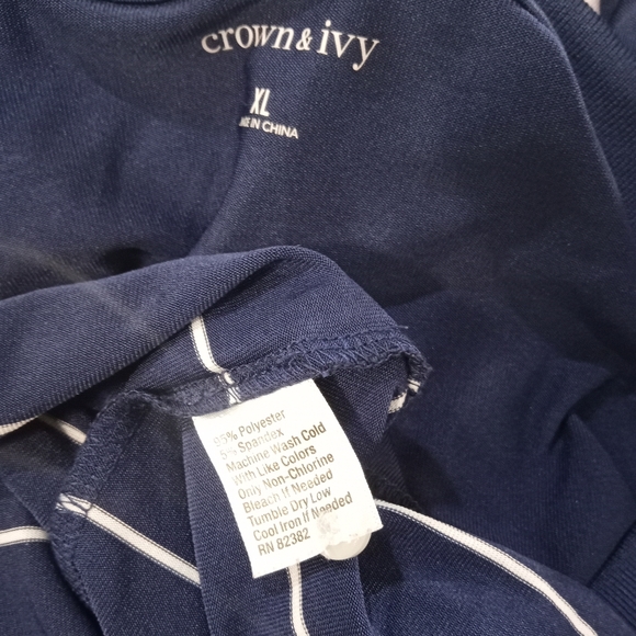 Crown & Ivy Blue Striped Polo Shirt Size XL - Picture 4 of 4